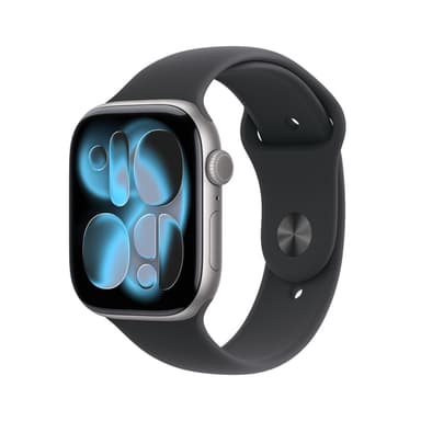 Apple Watch Series 11 GPS 46mm Space Grey Aluminium Case with Black Sport Band - M/L view 1