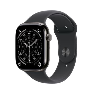 Apple Watch Series 11 GPS + Cellular 46mm Slate Titanium Case with Black Sport Band - S/M view 1