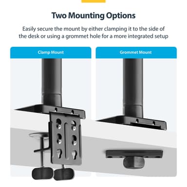 StarTech.com Monitor Desk Mount for up to 49in 32:9 Ultrawide Curved Screens, Mechanical Spring Arm, C-Clamp/Grommet, Tool-Less Adjustment, Max 44lb/20kg view 13