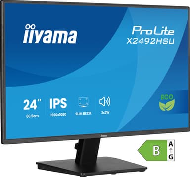 iiyama ProLite X2492HSU-B1 computer monitor 60.5 cm (23.8") 1920 x 1080 pixels Full HD LED Black view 1