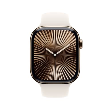 Apple Watch Series 10 GPS + Cellular 46mm Gold Titanium Case with Starlight Sport Band - M/L view 2