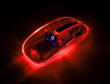 Manhattan Transparent Rechargeable Wireless Mouse, Clear/Orange, Adjustable 800/1200/1600dpi, With RGB LED light, 2.4Ghz (effective range up to 10m), USB, Optical, Ambidextrous, Four Button with Scroll Wheel, Slim Design, USB-A micro receiver, Lithium Ion battery view 4