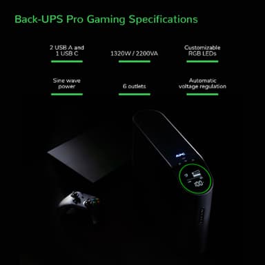 APC Back-UPS Pro BGM2200B-GR - 2200VA/1320W, 4x Schuko & 2x C13 outlets, 3x USB charger, USB dataport view 11
