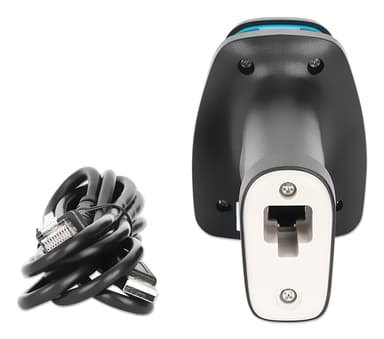 Manhattan 2D Long Range LED Barcode Scanner, USB, 450mm Scan Depth, Max Ambient Light 100,000 lux (sunlight), Supports symbologies - 1D (x21 versions) and 2D (x10 versions), Scanner RJ45 to USB 1.8m cable (most popular type, which is USB-A), Black, 3 Year Warranty view 7