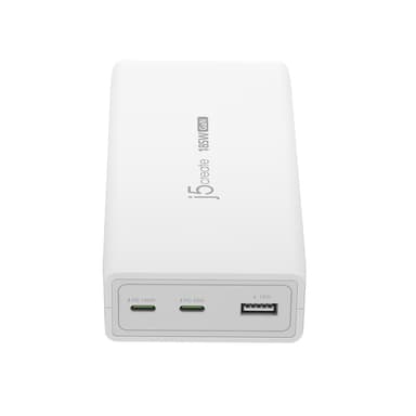 j5create JUP37185W 185W GaN PD 3.1 USB-C® 3-Port Charger-UK, Black view 2