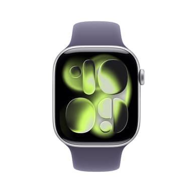 Apple Watch Series 11 GPS 46mm Silver Aluminium Case with Purple Fog Sport Band - S/M view 2