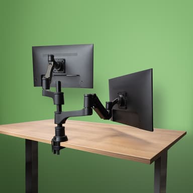 R-Go Tools Monitor arm R-Go Caparo Dual, for two monitors, adjustable with gas spring, 3-9 kg load capacity, 100% circular, black view 1