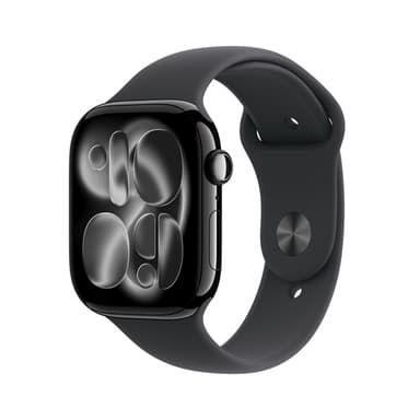 Apple Watch Series 11 GPS 46mm Jet Black Aluminium Case with Black Sport Band - S/M view 1