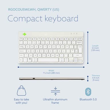 R-Go Tools Ergonomic keyboard R-Go Compact Break, compact keyboard with break software, QWERTY (UK), Bluetooth, white view 15