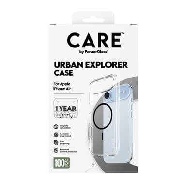 PanzerGlass CARE™ by ® Urban Explorer Case Transparent w. Black MagSafe iPhone Air view 3