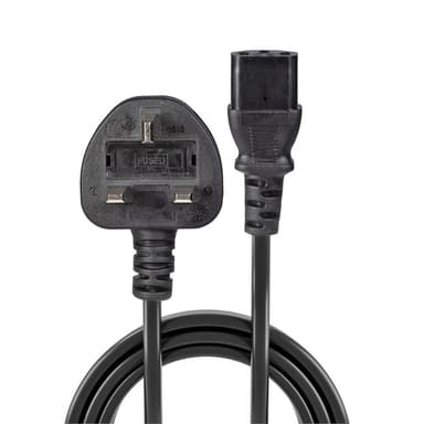 Lindy 15m UK 3 Pin Plug to IEC C13 mains power Cable, Black view 2