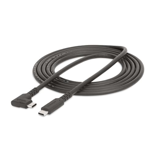 StarTech.com 6.6ft (2m) USB-C Cable, Right-Angled, USB 5Gbps, 100W (5A) Power Delivery, 4K 60Hz DP Alt Mode, Rugged USB C Cord - Thunderbolt Compatible