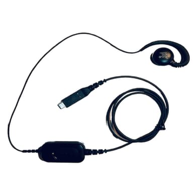 Zebra USB-C Wired Headset for PTT + VoIP w/ rotating ear piece for right/left ear wearing. Includes built Ear-hook Office/Call center USB Type-C Black view 1