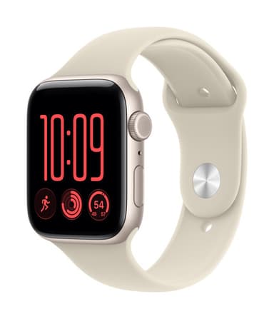 Apple Watch SE (3nd generation) SE 3 GPS + Cellular 44mm Starlight Aluminium Case with Sand Sport Band - S/M view 1