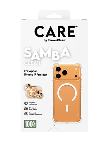 PanzerGlass CARE™ by ® Samba Case Transparent w. White MagSafe iPhone 17 Pro Max view 3