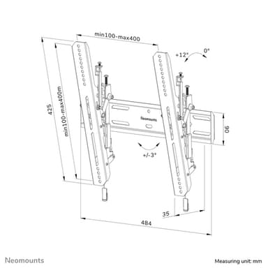 Neomounts WL35S-850BL14 TV mount wall 40-75" - tiltable - lockable - fast installation view 20