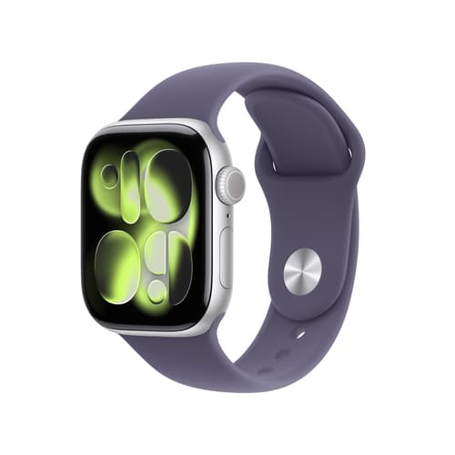 Apple Watch Series 11 GPS + Cellular 42mm Silver Aluminium Case with Purple Fog Sport Band - S/M