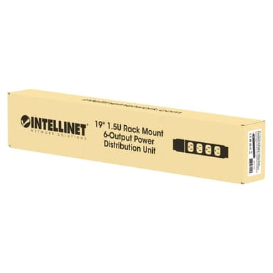 Intellinet 19" 1U PDU 7-way UK, Surge Protection, Rackmount, Power Distribution Unit, UK 3-pin outlets, 3m power cord, output view 2