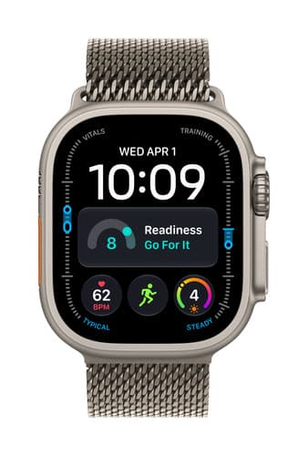 Apple Watch Ultra 4 GPS + Cellular 49mm Natural Titanium Case with Natural Titanium Milanese Loop - M view 2