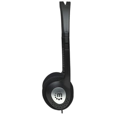 Manhattan Stereo On-Ear Headphones (3.5mm), Adjustable Split Headband, Foam Earpads, Speaker 80W max, Standard 3.5mm stereo jack/plug for audio output, cable 2.2m, Black, Three Year Warranty view 3