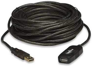 Manhattan USB-A to USB-A Extension Cable, 10m, Male to Female, Active, 480 Mbps (USB 2.0), Daisy-Chainable, Built In Repeater, Hi-Speed USB, Black, Three Year Warranty, Equivalent to USB2AAEXT10M. view 3