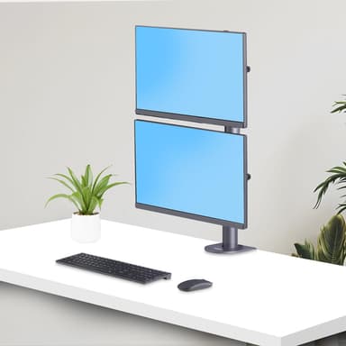 StarTech.com Desk Mount For 2x Vertically Stacked Monitors, Dual 49", Total 70lb (32kg), C-Clamp, Quick-Release VESA System, Widescreen 16:9/Ultrawide 32:9, TAA view 9