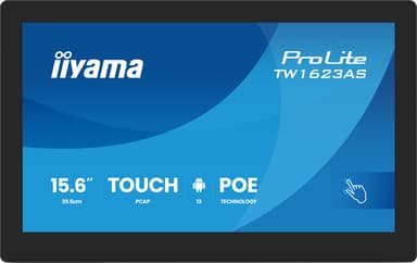 iiyama TW1623AS-B3P computer monitor 39.6 cm (15.6") 1920 x 1080 pixels Full HD LED Touchscreen Black view 2