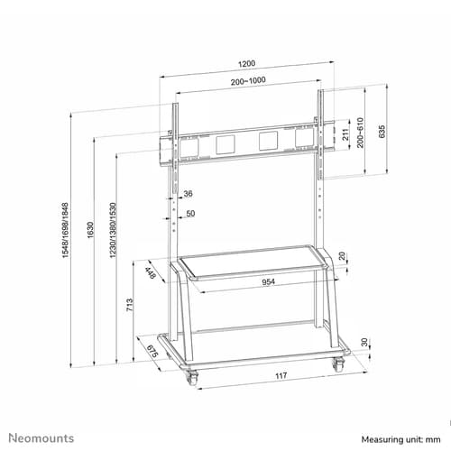 Neomounts NS-M4000BLACK TV trolley 60-105"