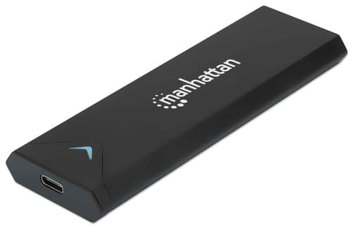 Manhattan M.2 NVMe SSD Enclosure, USB-C Female Connection, 10 Gbps (USB 3.2 Gen2 aka USB 3.1), UASP-compliant, SuperSpeed+ USB, Aluminum, Black, Three Year Warranty