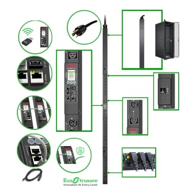APC Rack PDU, 9000 switched, 0U, 30A, 200V and 208V, 21 C13 and C15, 3 C19 and C21 sockets view 13