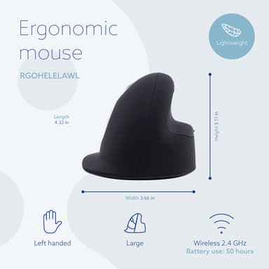R-Go Tools Ergonomic mouse R-Go HE Break with break software, large (hand size ≥ 185 mm), left-handed, Bluetooth, black view 9