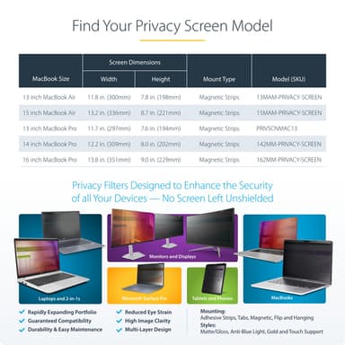 StarTech.com 13-inch MacBook Air M2 M3 M4 M5 Magnetic Laptop Privacy Screen, Blue Light Screen Protector, Reversible Anti-Glare Matte or Glossy Sides, Laptop Privacy Filter view 12