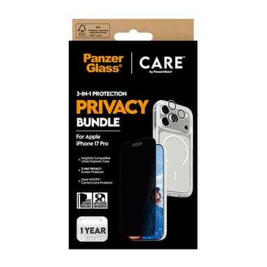 PanzerGlass ® | CARE by ® 3-in-1 Flagship Privacy Bundle iPhone 17 Pro Clear screen protector Apple 1 pc(s) view 3