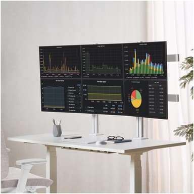 StarTech.com Six-Monitor Desk Mount with Crossbar, Up To 32-inch Computer Screens, Max 17.6lb (8kg) each, Dual Column, C-clamp/Grommet, Height Adjustable view 9