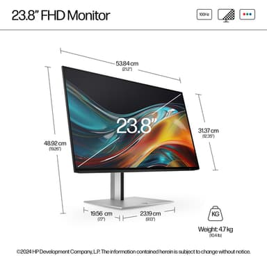 HP Series 7 Pro 23.8 inch FHD Monitor - 724pf view 4
