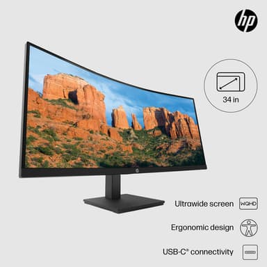 HP P34hc G4 WQHD USB-C Curved Monitor view 9