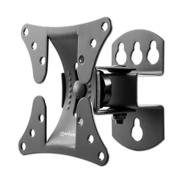 Manhattan Pivoting Wall Mount for TV & Monitors (Tilt and Swivel), For screens 13" to 27", VESA compatibility: all between 75x75mm and 100x100mm - check the dimensions of the four mounting holes on back of screen to ensure it fits, Single Stud Bracket, Max 30kg view 1