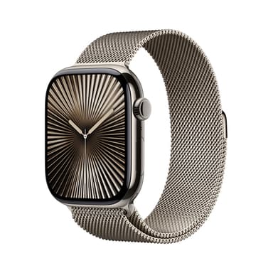 Apple Watch Series 10 GPS + Cellular 46mm Natural Titanium Case with Natural Milanese Loop - S/M view 1