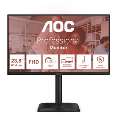 AOC E4 24E4CV computer monitor 60.5 cm (23.8") 1920 x 1080 pixels Full HD LED Black view 2