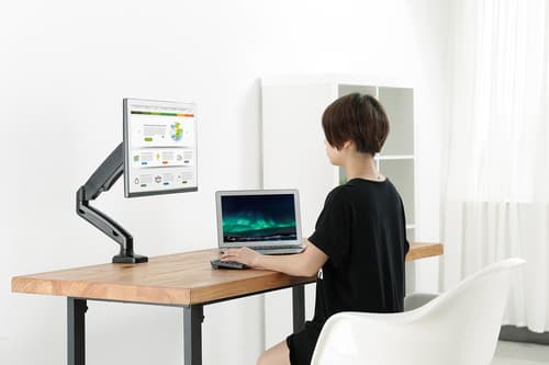 Manhattan Desk Mount for TV & Monitors (Full Motion Spring), For screens 13" to 27", C-Clamp or Grommet Assembly, VESA compatibility: 75x75mm and 100x100mm - check the dimensions of the four mounting holes on back of screen to ensure it fits, Max 9kg, Black,Bracket