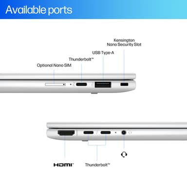 HP EliteBook X Flip G1i Next Gen AI PC Wolf Pro Security Edition Copilot+ PC Intel Core Ultra 7 258V Hybrid (2-in-1) 35.6 cm (14") Touchscreen 2.5K 32 GB LPDDR5x-SDRAM 1 TB SSD Wi-Fi 7 (802.11be) Windows 11 Pro Silver view 5