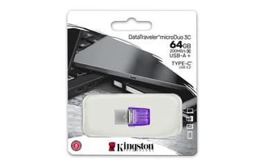 Kingston Technology DataTraveler 64GB microDuo 3C 200MB/s dual USB-A + USB-C view 5