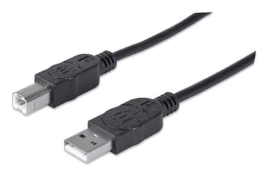 Manhattan USB-A to USB-B Cable, 5m, Male to Male, 480 Mbps (USB 2.0), Hi-Speed USB, Black, Lifetime Warranty, Equivalent to USB2HAB5M. view 1