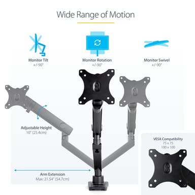StarTech.com Desk Mount Monitor Arm with 2x USB 3.0 ports, Slim Full Motion Single Monitor Mount, up to 34" (17.6lb/8kg) VESA Display, Clamp/Grommet Mount, Mechanical Spring view 11