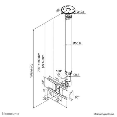Neomounts FPMA-C100WHITE Monitor/TV mount ceiling 10-30" - h 79-129 cm view 3