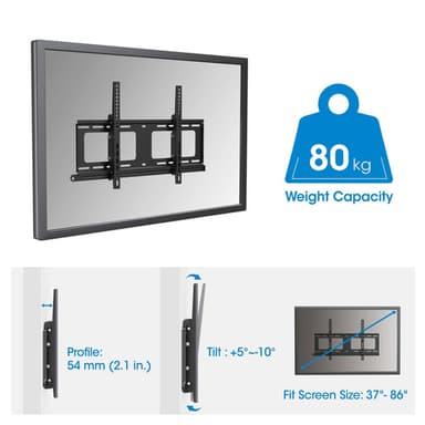 Manhattan Outdoor Wall Mount for TV & Monitors (Tiltable Anti Theft), For screens 37" to 65", VESA compatibility: all between 200x200mm to 600x400mm - check the dimensions of the four mounting holes on back of screen to ensure it fits, Max 80kg, Lockable, Bracket view 7