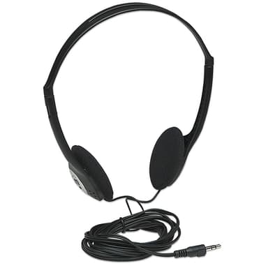 Manhattan Stereo On-Ear Headphones (3.5mm), Adjustable Split Headband, Foam Earpads, Speaker 80W max, Standard 3.5mm stereo jack/plug for audio output, cable 2.2m, Black, Three Year Warranty view 2