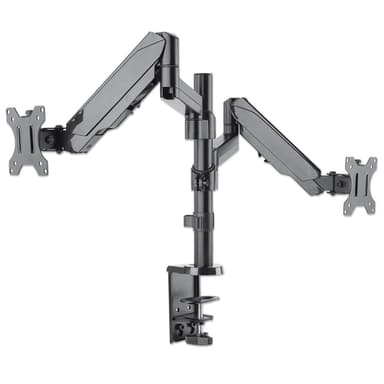 Manhattan Dual Desk Mount for TV & Monitors (Full Motion Gas Spring), For screens 10" to 27", Clamp or Grommet Assembly, VESA compatibility: 75x75 and 100x100mm - check the dimensions of the four mounting holes on back of screen to ensure it fits, Max 8kg (each) view 3