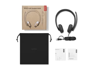 Lenovo VoIP Headset 5000 Wired Head-band Office/Call center USB Type-C Black view 9