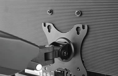 Manhattan Dual Desk Mount for TV & Monitors (Full Motion Spring), For screens 10" to 27", C-Clamp or Grommet Assembly,VESA compatibility: 75x75 and 100x100mm -check the dimensions of the four mounting holes on back of screen to ensure it fits,Max 9kg (each),Bracket view 5